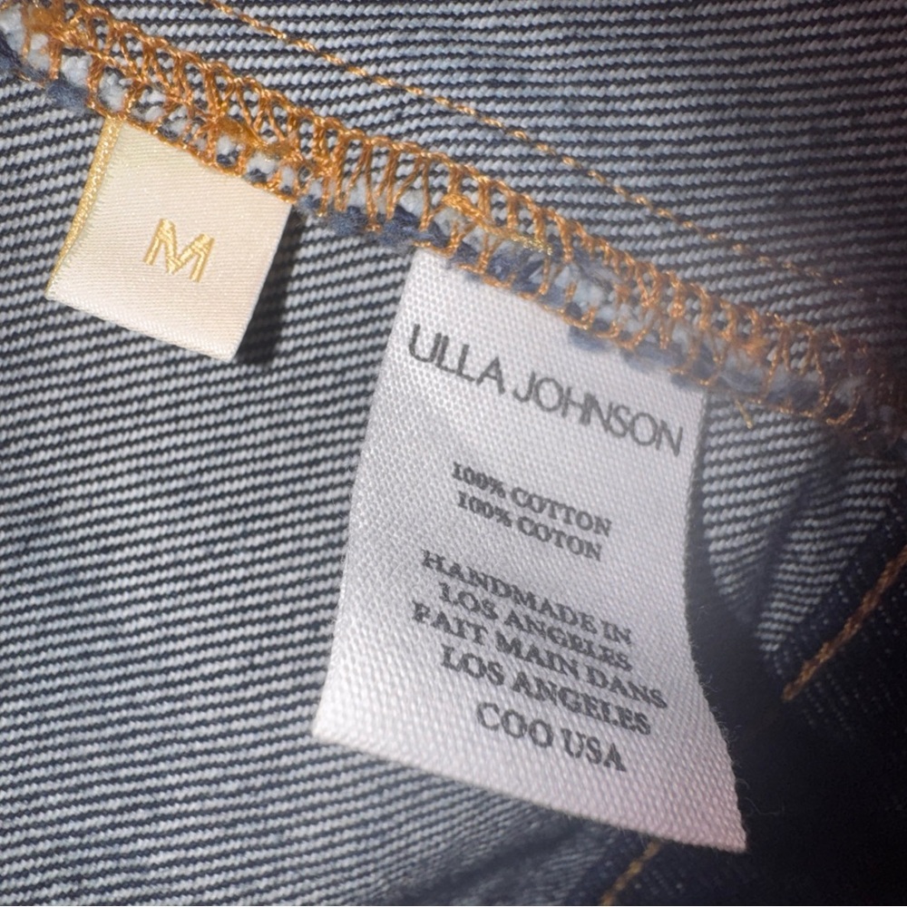 Ulla Johnson Dark Blue Denim Cape-Trim Jacket - Picture 5 of 5